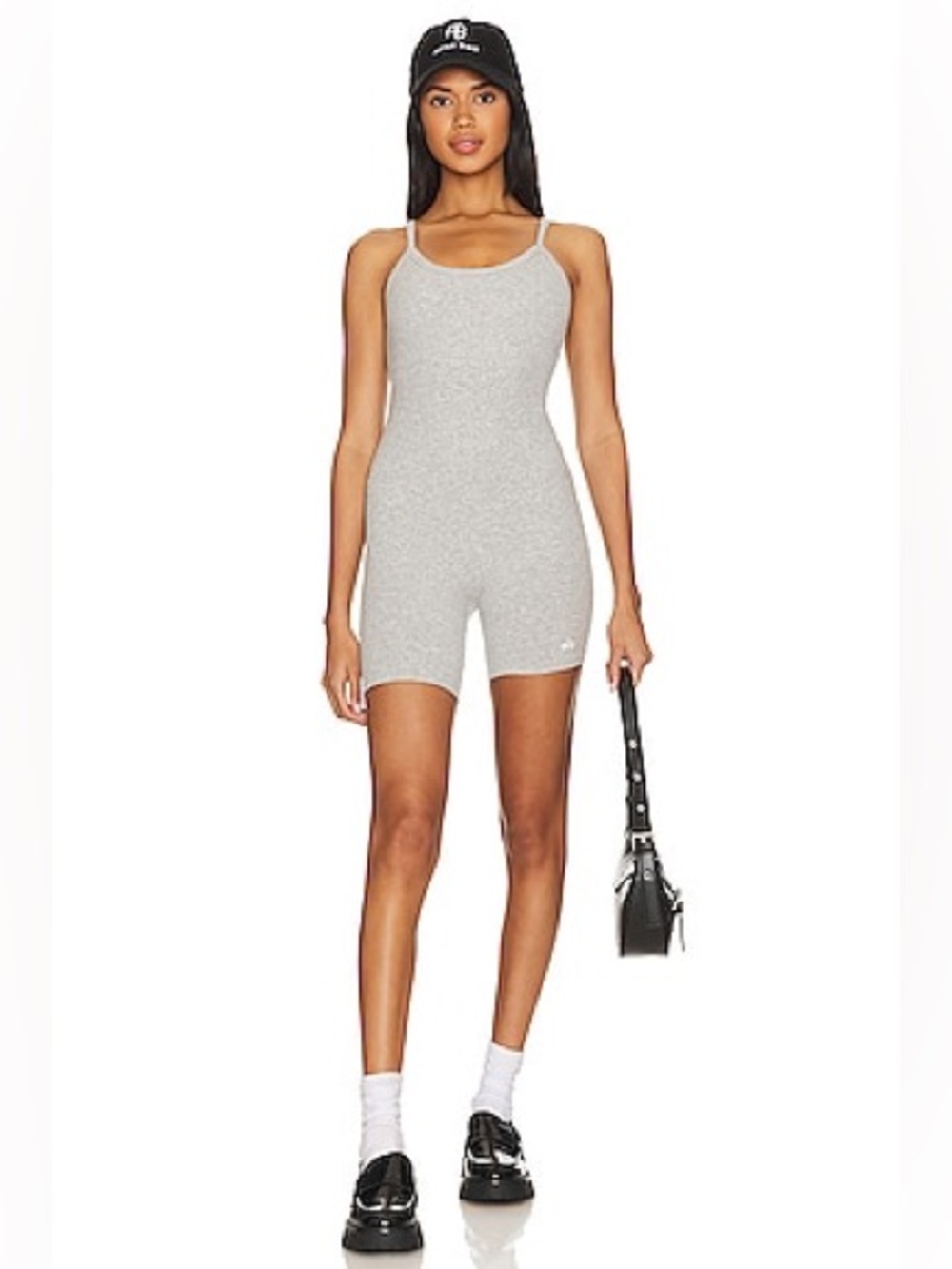Alo Yoga-Seamless Ribbed Mellow Onesie in Athletic Heather Grey